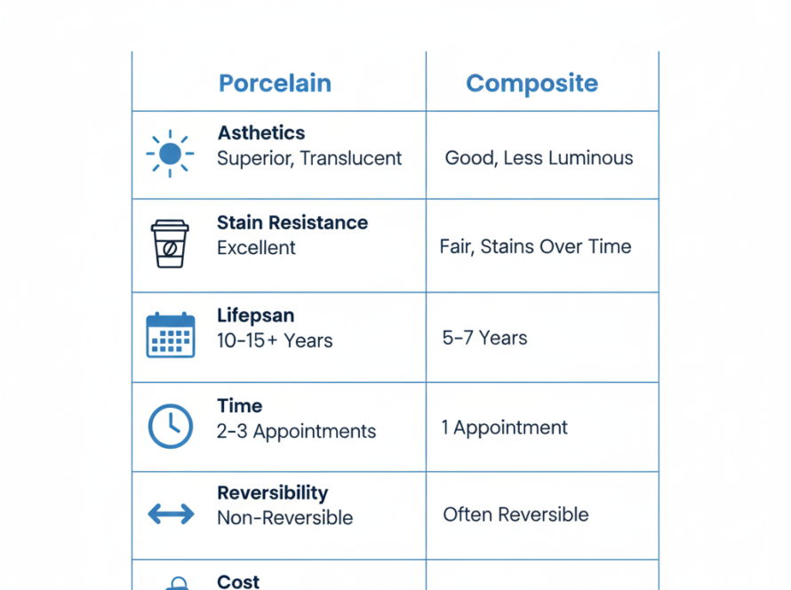 porcelain vs composite veneers pros and cons